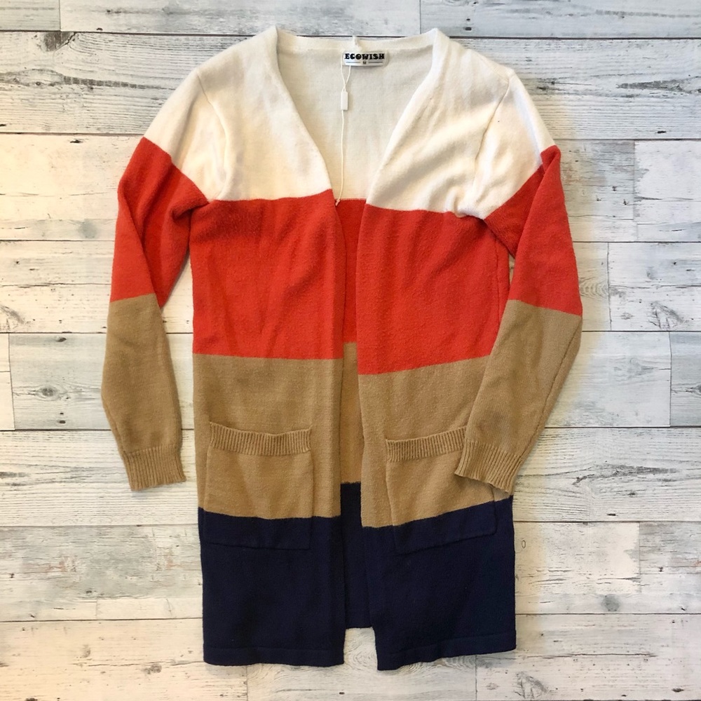 Colorblock Netrals/Navy/Brown/Orange Cardigan
